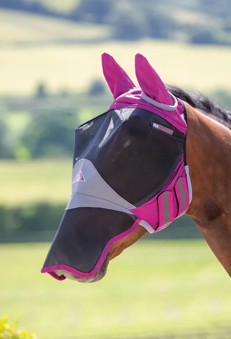 Shires Deluxe Fly Mask With Ears And Nose Cob - Blue
