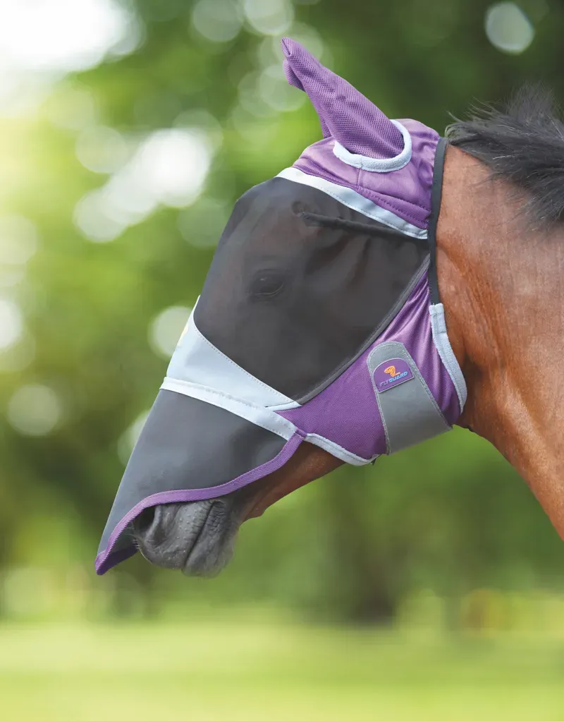 Shires Deluxe Fly Mask With Ears And Nose Cob - Purple