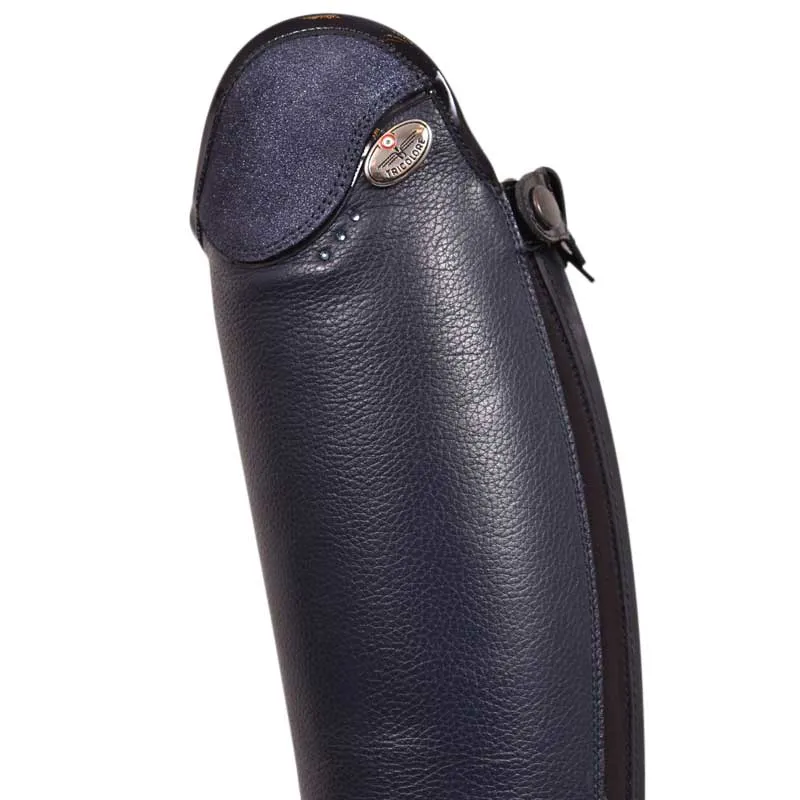Deniro Salentino Long Leather Riding Boots Laced - Black - Glitter Blue Top - 38 -Mcxxl-1