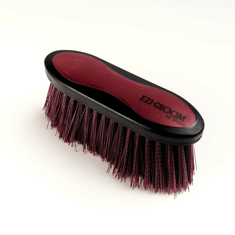 Shires EZI-GROOM Grip Long Bristle Dandy Brush - Burgundy