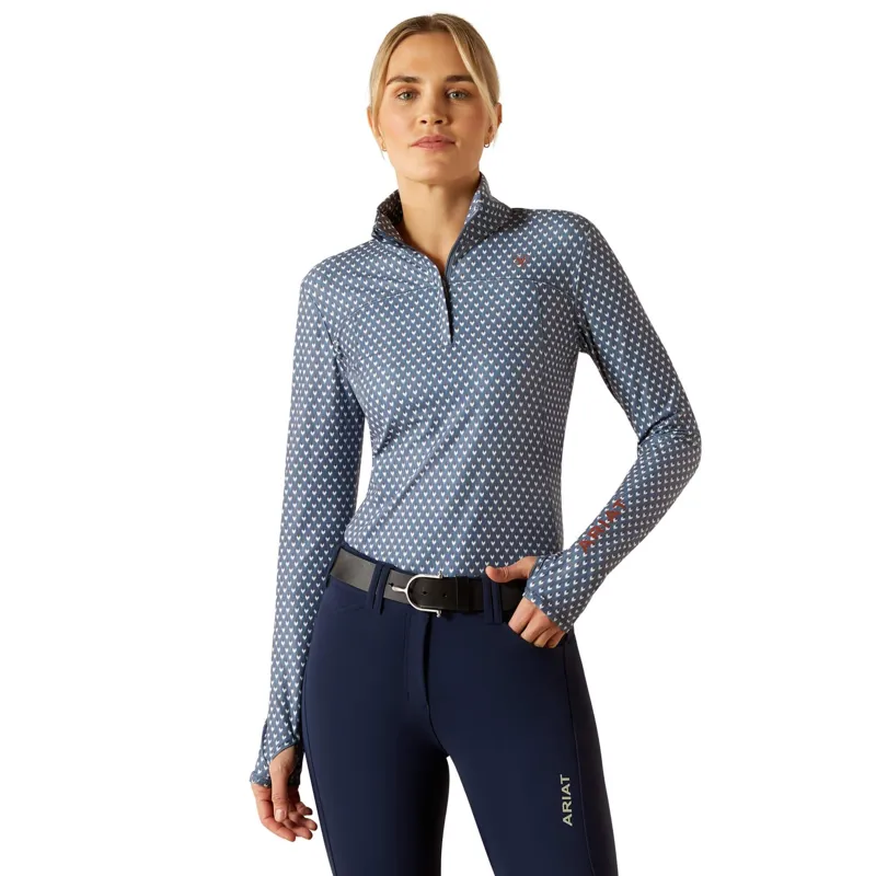 Ariat Lowell 1/4 Zip Print Base Layer - Blue