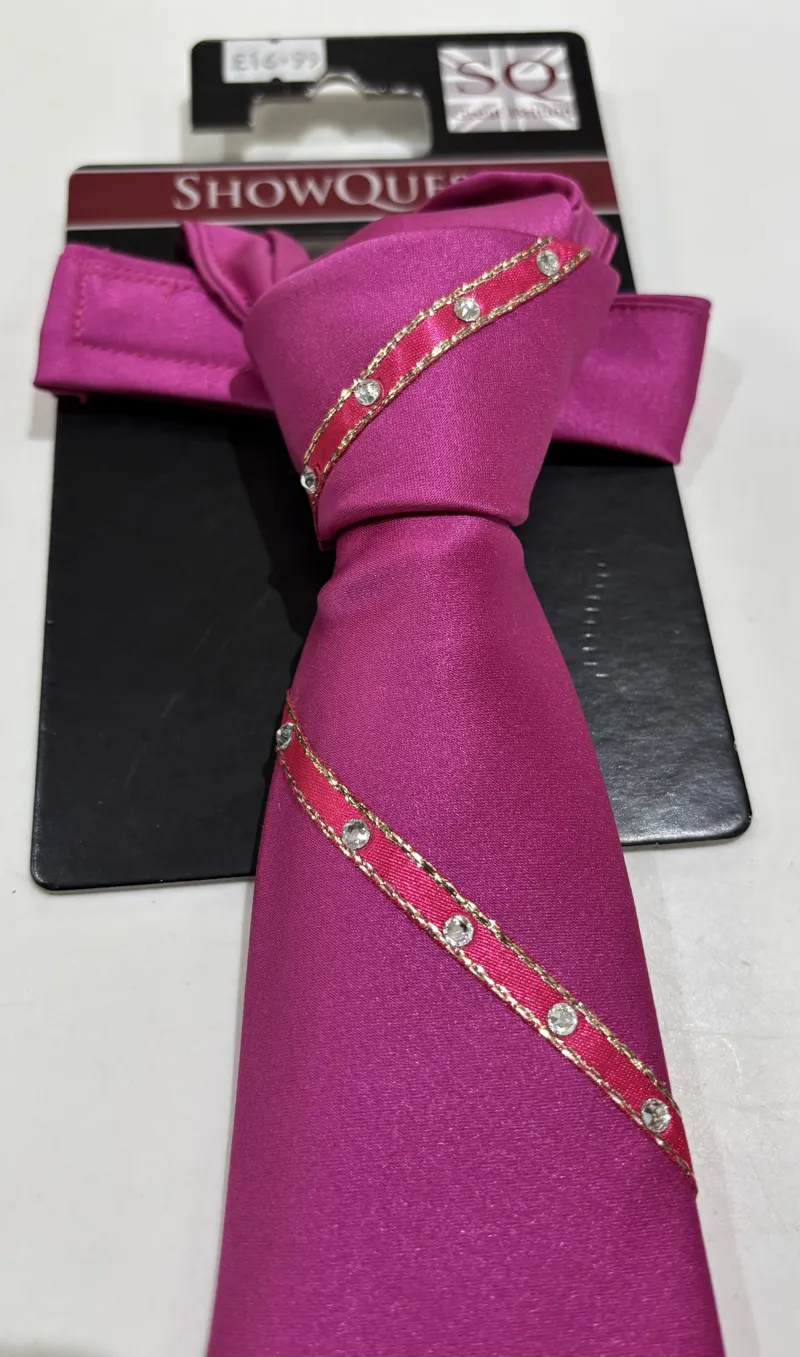 Showquest Crystal Ribbon Tie Adult Cerise-1