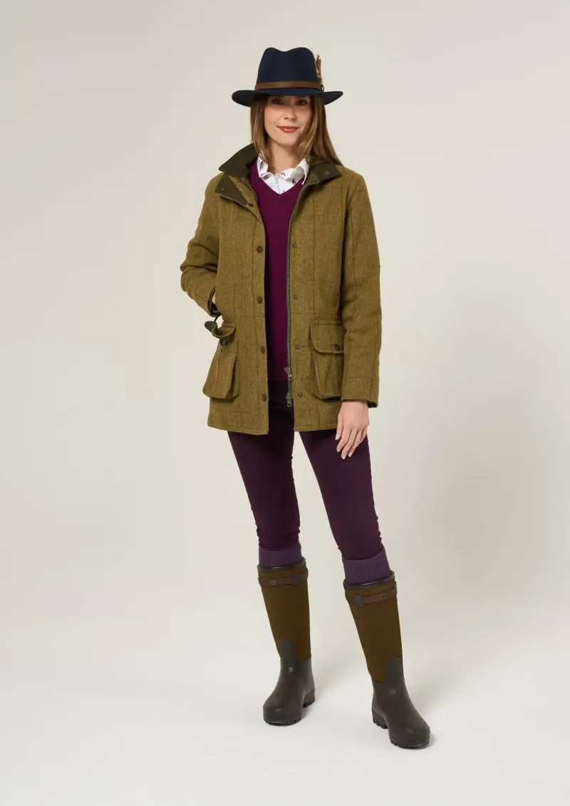 Allen and Paige Rutland Ladies Tweed Waterproof Coat Small - Litchen-1