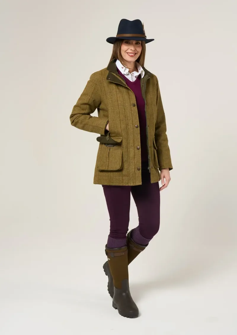 Allen and Paige Rutland Ladies Tweed Waterproof Coat Small - Litchen-3