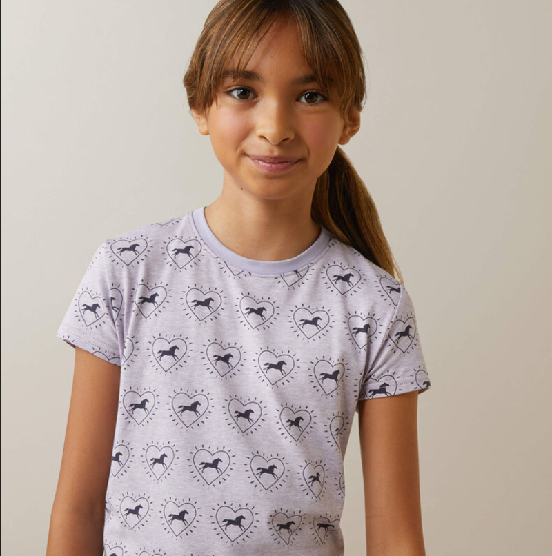 Ariat So Love Girls Short Sleeved T Shirt - Half Drop/ Heather Grey - S