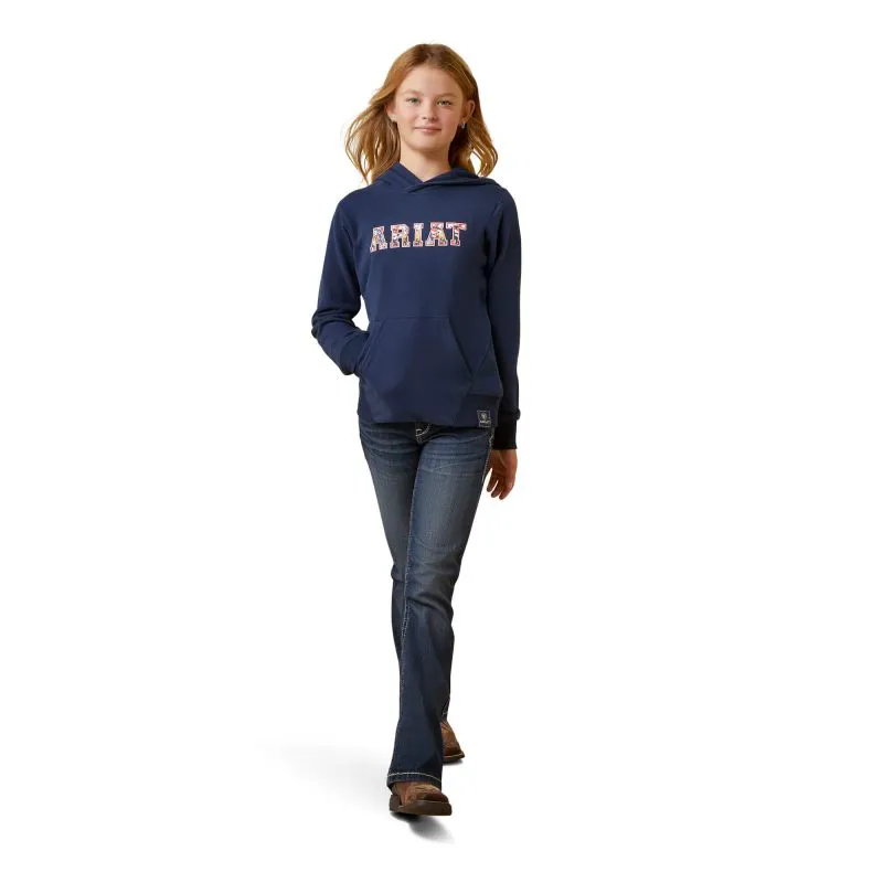 Ariat 3D Logo 2.0 Girls Hoodie - Navy-2