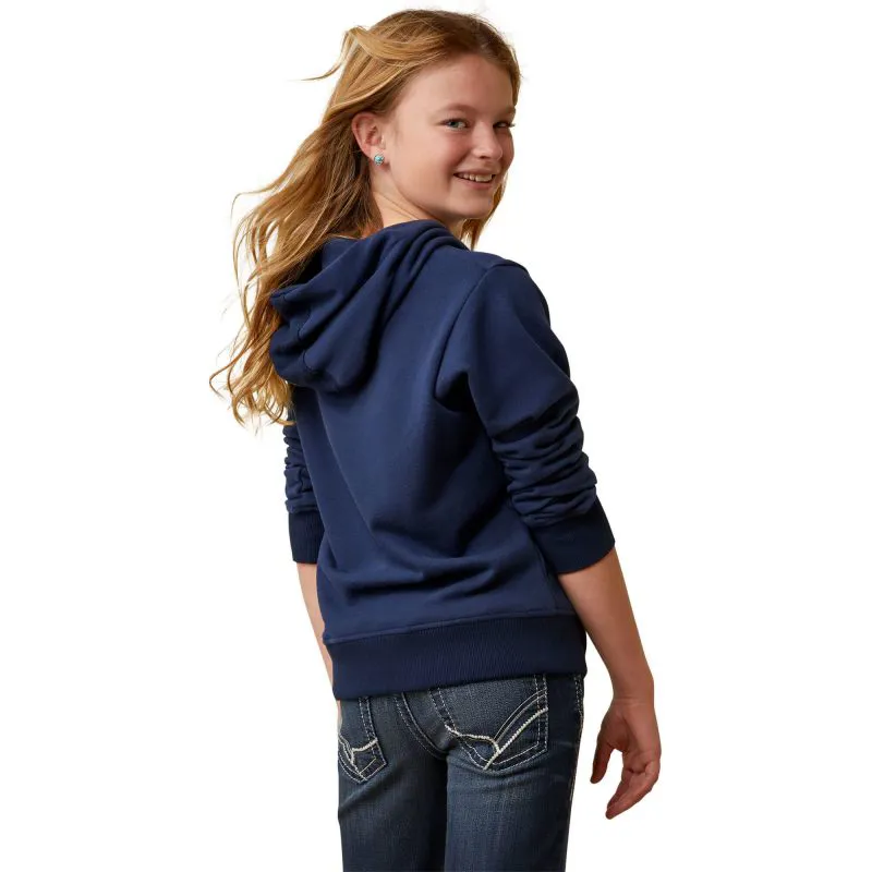 Ariat 3D Logo 2.0 Girls Hoodie - XL - Navy/Red-1