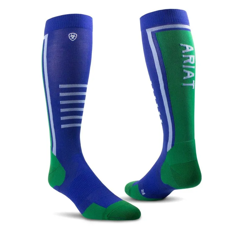 Ariat Ariattek Slimline Performance Socks - Mazarine Blue/ Pool Table