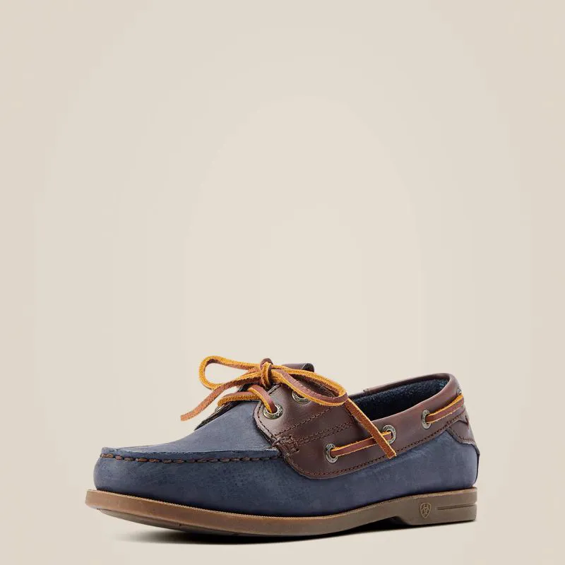 Ariat Antigua Ladies Deck Shoe - Navy/ Chocolate-1