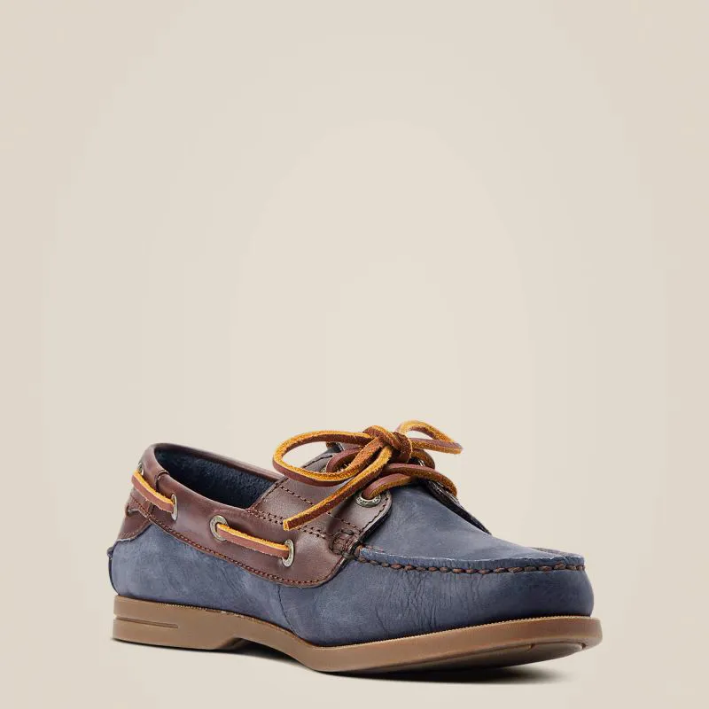 Ariat Antigua Ladies Deck Shoe - Navy/ Chocolate-2