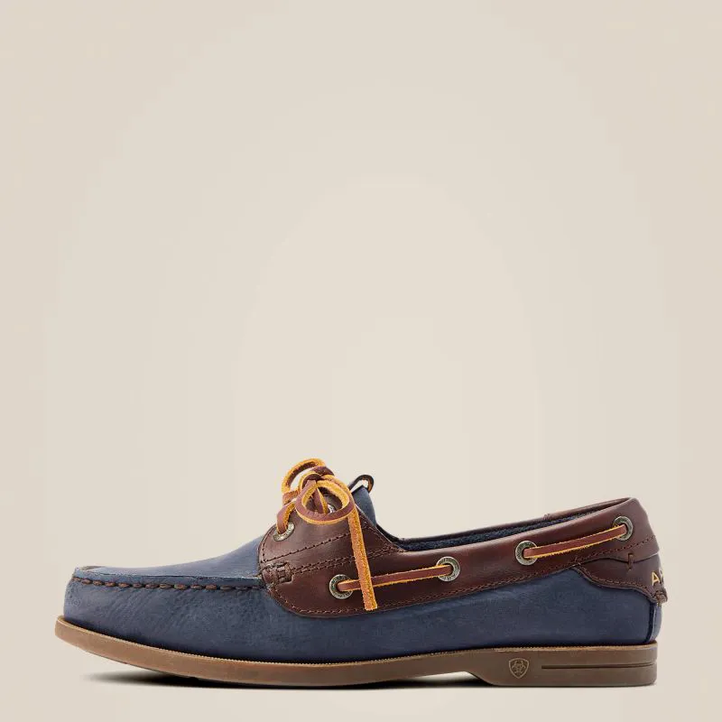 Ariat Antigua Ladies Deck Shoe - Navy/ Chocolate-3