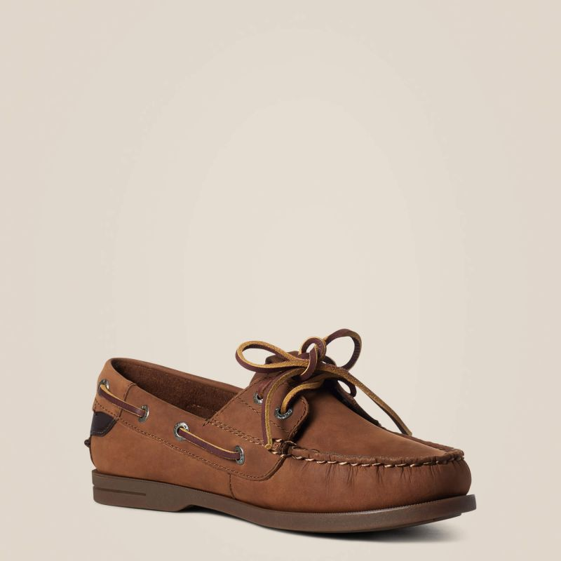 Ariat Antigua Ladies Deck Shoe - Walnut-4