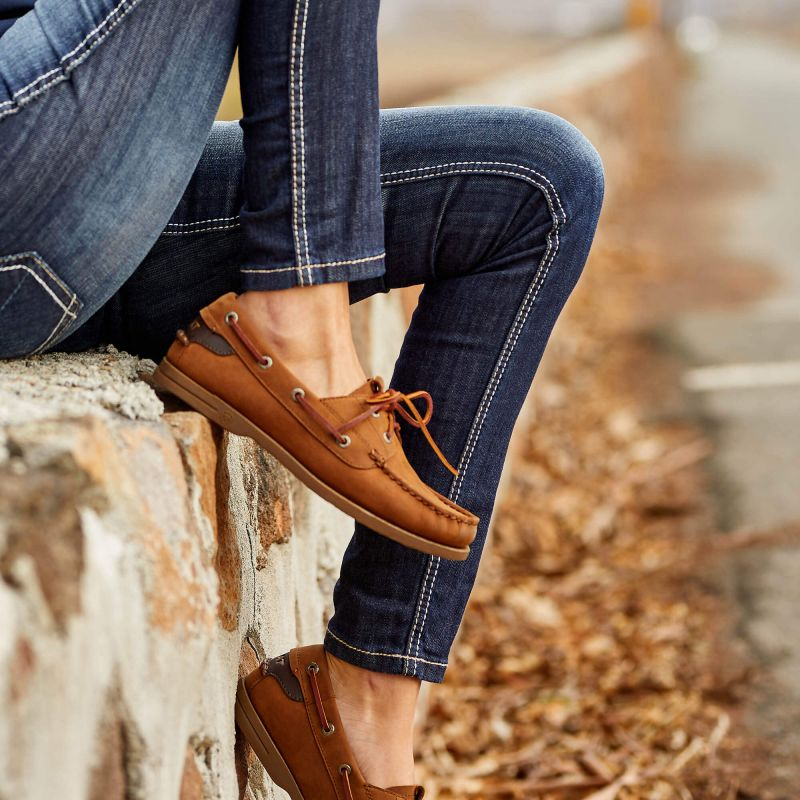 Ariat Antigua Ladies Deck Shoe - Walnut-5