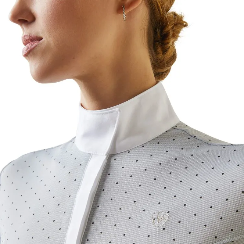 Ariat Aptos Ladies Show Shirt - Pearl Grey Dot-5