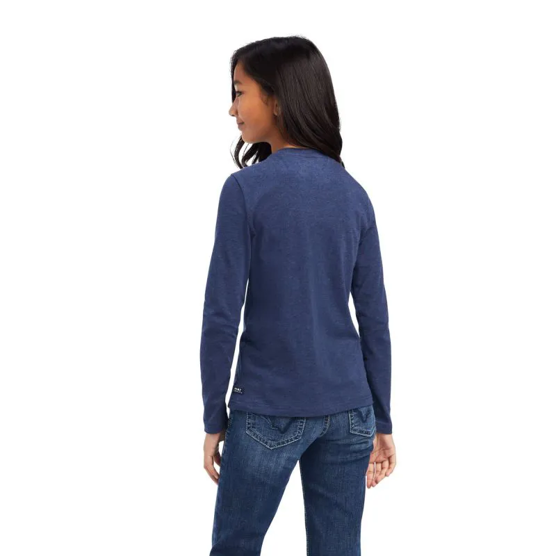 Ariat Fan Club Girls Long Sleeve T Shirt - Navy Heather-2