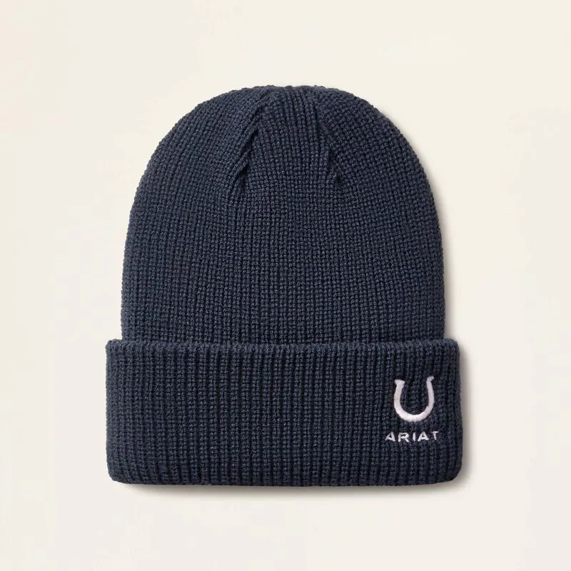 Ariat Horse Shoe Kids Beanie - Navy