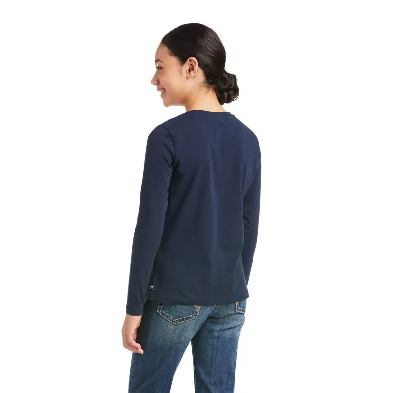 Ariat International Logo Kids Long Sleeve T Shirt - Navy-2