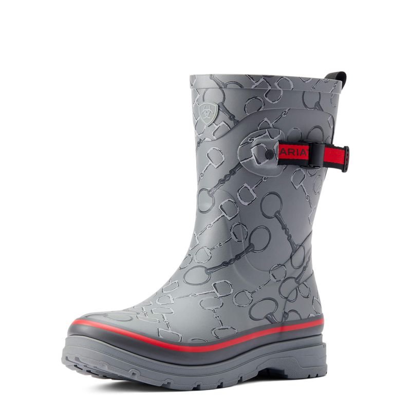Ariat Kelmarsh Mid Ladies Short Wellies - Grey Bit Print