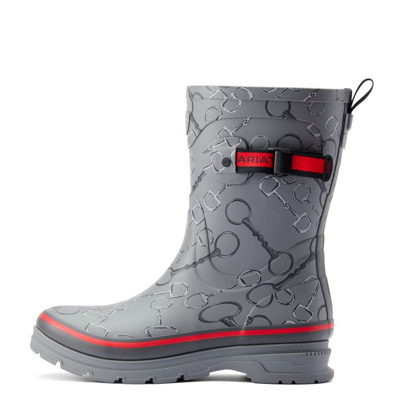 Ariat Kelmarsh Mid Ladies Short Wellies - Grey Bit Print-1