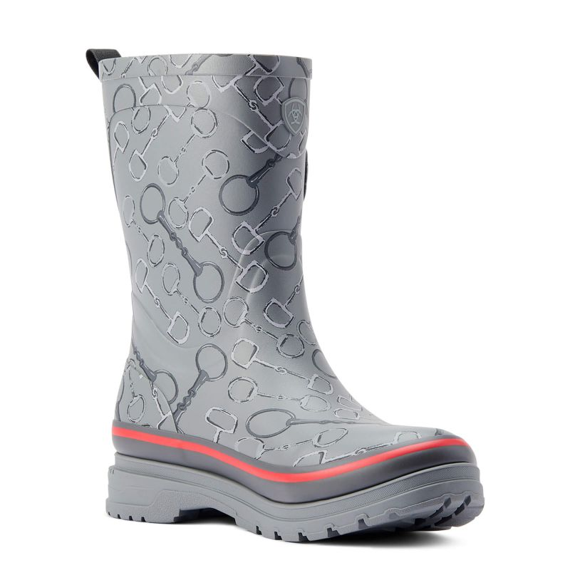 Ariat Kelmarsh Mid Ladies Short Wellies - Grey Bit Print-5