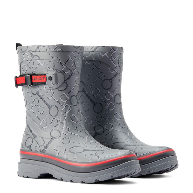 Ariat Kelmarsh Mid Ladies Short Wellies - Grey Bit Print-6