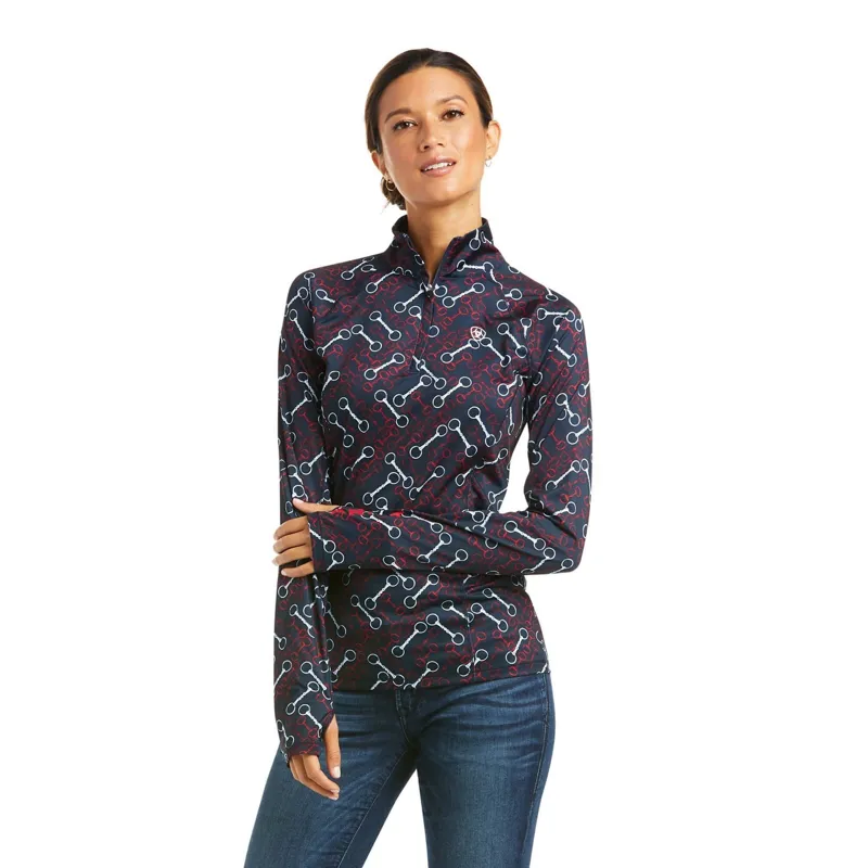 Ariat Lowell 1/4 Zip Print Base Layer - Blue