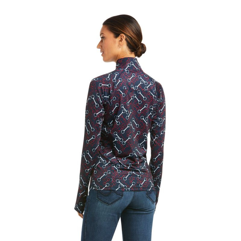 Ariat Lowell 2.0 Quarter Zip Ladies Baselayer in Team Print-1