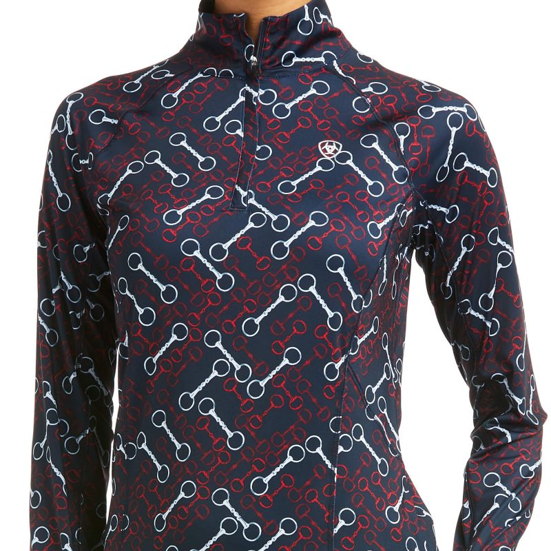 Ariat Lowell 2.0 Quarter Zip Ladies Baselayer in Team Print-2