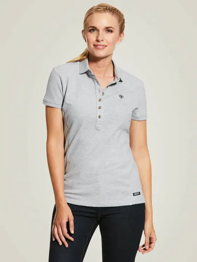 Ariat Prix 2.0 Women's Short Sleeve Polo Shirt - Heather Grey