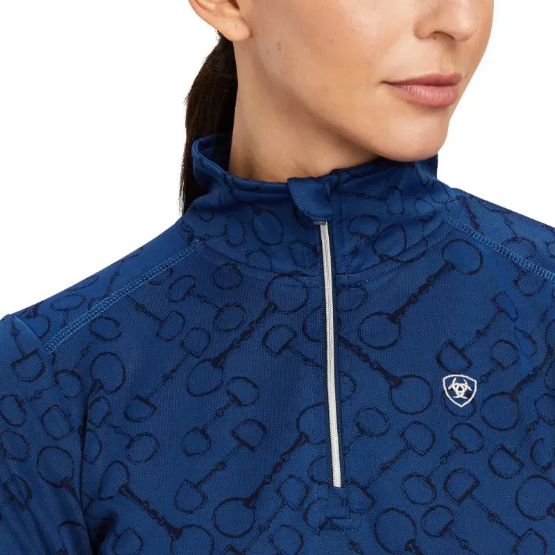 Ariat Prophecy Ladies Quarter Zip Baselayer - Estate Blue-3