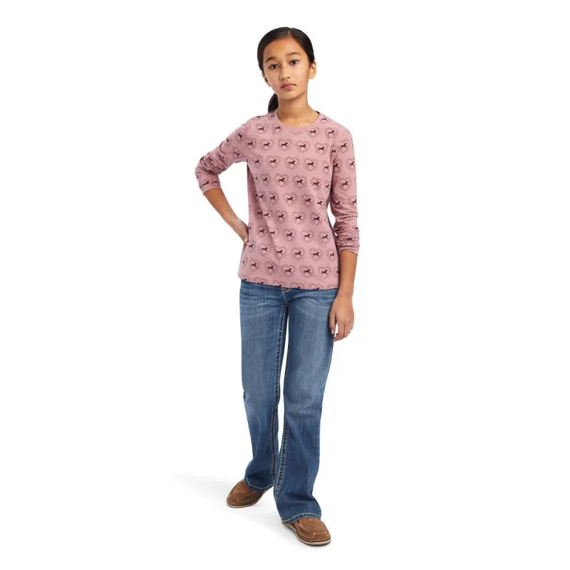 Ariat So Love Girls Long Sleeve T Shirt XS - Nostalgia Rose-2