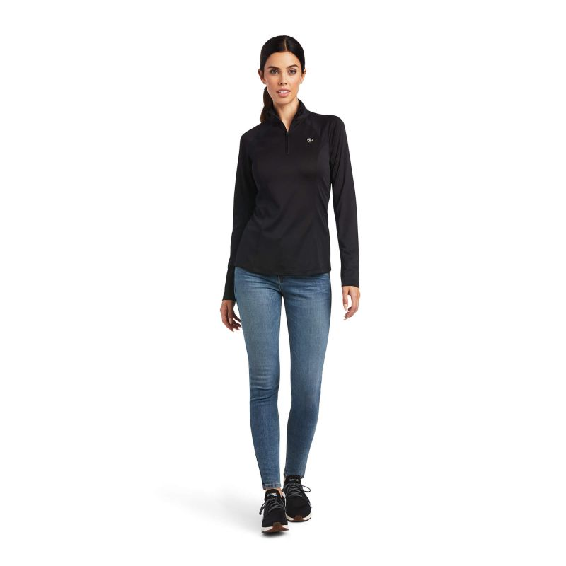 Ariat Sunstopper 2.0 Quarter Zip Ladies Baselayer - Black-2