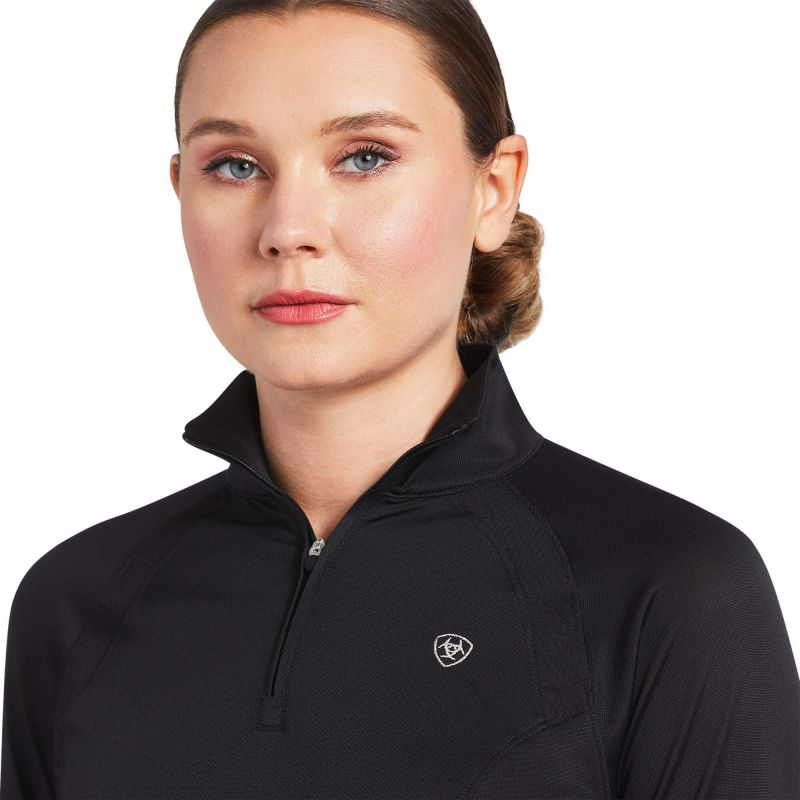 Ariat Sunstopper 2.0 Quarter Zip Ladies Baselayer - Black-4