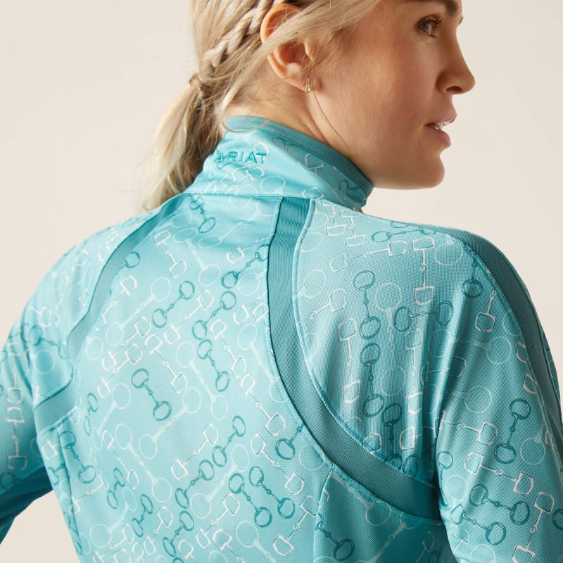 Ariat Sunstopper 2.0 Quarter Zip Ladies Baselayer - Marine Blue Bit-4