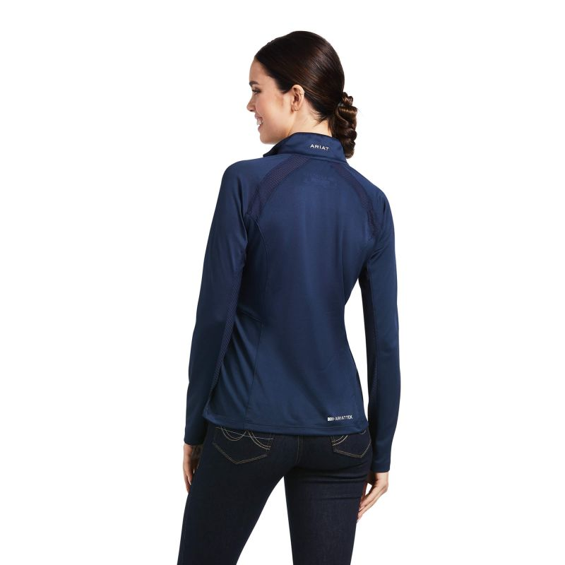 Ariat Sunstopper 2.0 Quarter Zip Ladies Baselayer - Navy-1