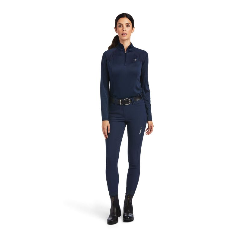 Ariat Sunstopper 2.0 Quarter Zip Ladies Baselayer - Navy-2