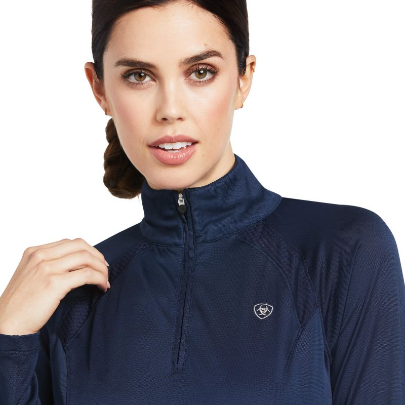 Ariat Sunstopper 2.0 Quarter Zip Ladies Baselayer - Navy-4