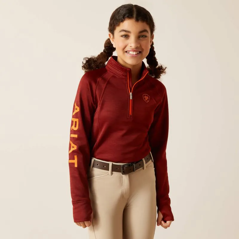 Ariat Tek Team Girls Half Zip Sweatshirt - Fired Brick