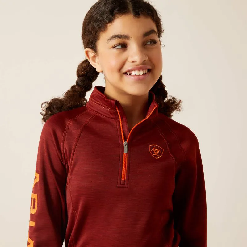 Ariat Tek Team Girls Half Zip Sweatshirt - Fired Brick-3