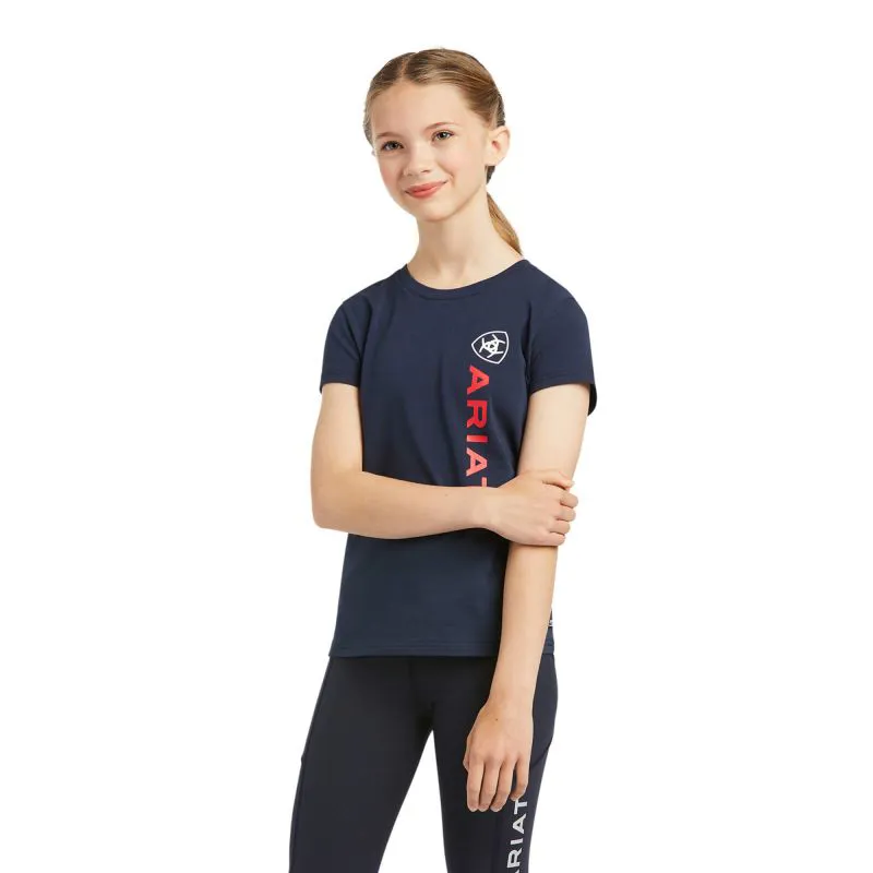 Ariat Vertical Logo Kids T-Shirt - Navy
