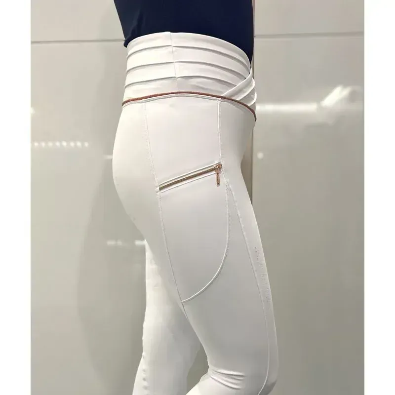 Bloomfields Team Maya Ultra High Pleated Leggings - White/Rose Gold-3