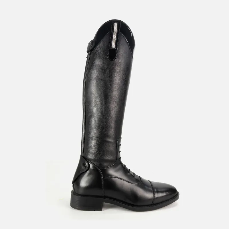 Brogini Como Piccino Kids Patent Top Long Riding Boot - Black