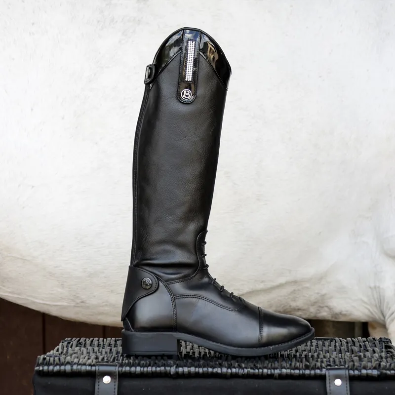 Brogini Como Piccino Kids Patent Top Long Riding Boot - Black-2