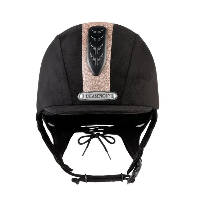 Champion Junior X-Air Dazzle Plus Riding Hat - Black/ Rose Gold