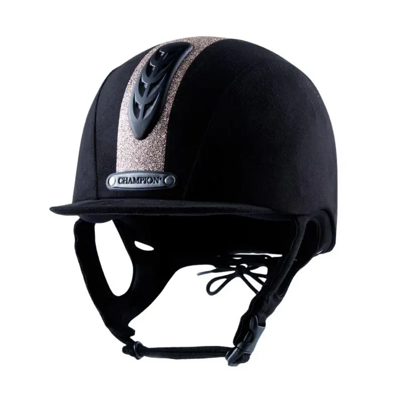 Champion Junior X-Air Dazzle Plus Riding Hat - Black/ Rose Gold-1