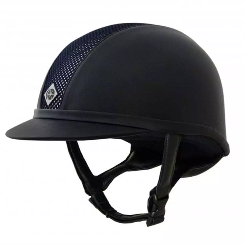 Charles Owen Ayr8 Plus Leather Look Riding Hat - Navy/Silver