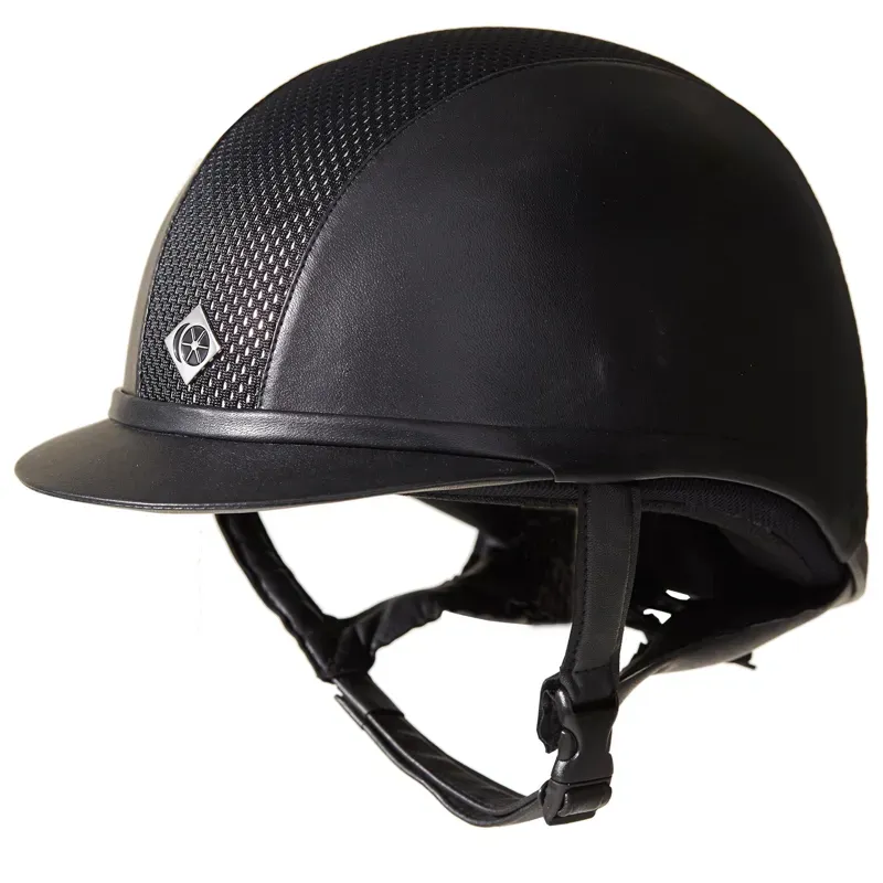 Charles Owen Ayr8 Plus Leather Look Riding Hat - Black/Black