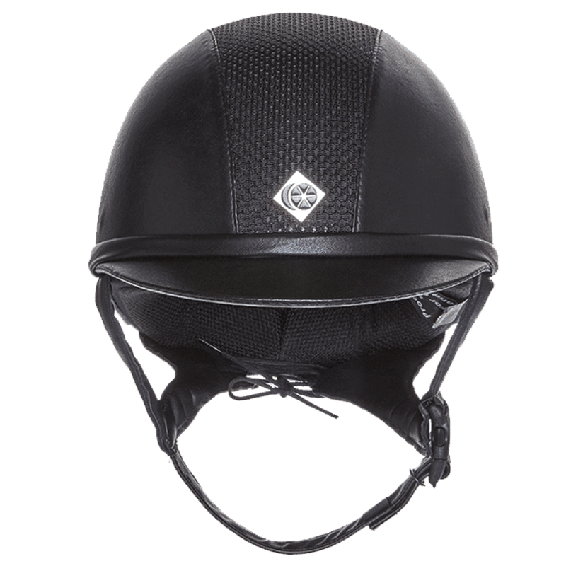Charles Owen Ayr8 Plus Leather Look Riding Hat - Black/Black-1