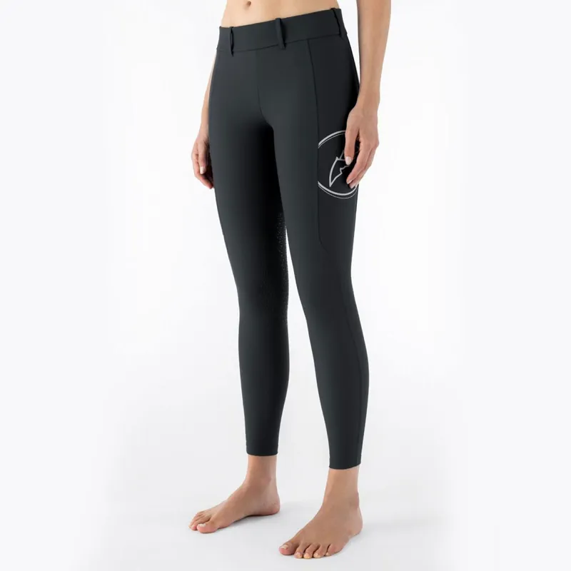 Equiline Evrakh Women's High Waist Knee Grip Riding Tights - Black