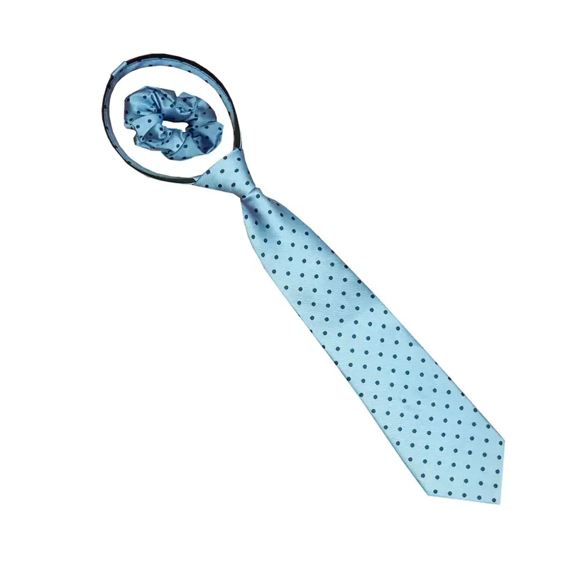 Equetech Polka Dot Zipper Show Tie Junior - Light Blue Navy